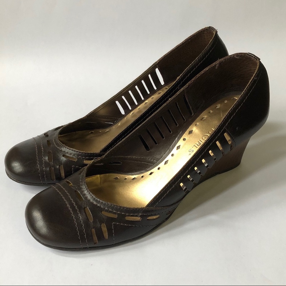 BCBGirls Brown Cut-Out Wedges